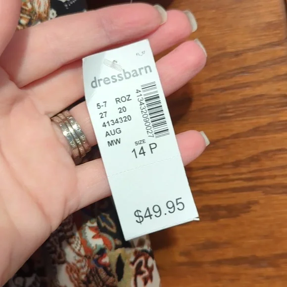 NWT Roz & Ali 3/4 Sleeve Fit & Flare Patchwork Dress - Picture 3 of 10